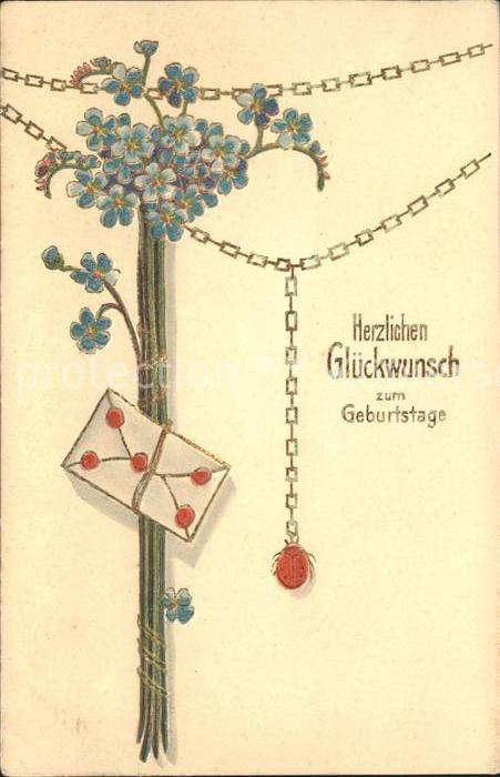 Geburtstag Vergissmeinnicht Brief Marienkäfer Lith