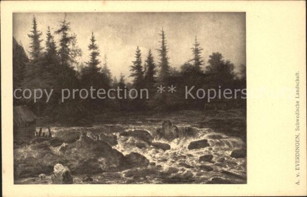 Kuenstlerkarte A. v. Everdingen Schwedische Landschaft
