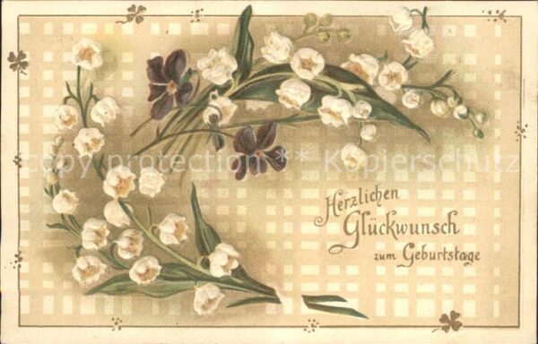 Maigloeckchen Veilchen Glückwunsch Geburtstag Litho
