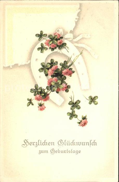 Hufeisen Kleeblätter Kleeblumen Glückwunsch Gebu