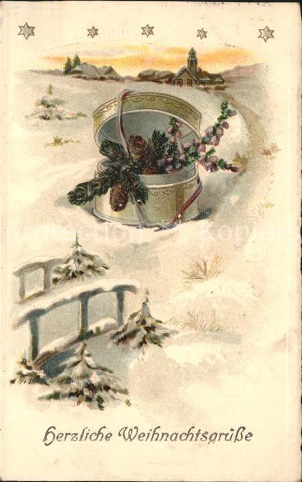 Weihnachten Tannenzapfen Geschenkbox Litho