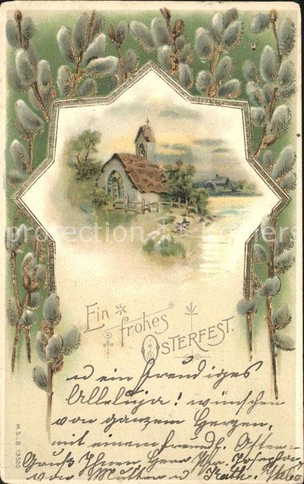 Ostern Easter Paques Weidenkätzchen Litho