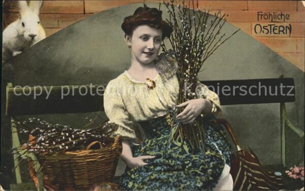 Ostern Easter Paques Frau Hase Weidenkätzchen