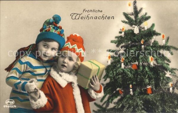 Foto Amag Nr. 64603/4 Kinder Wintermode Weihnachtsbau