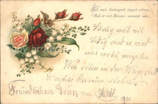 Rosen Maiglöckchen Gedicht Litho