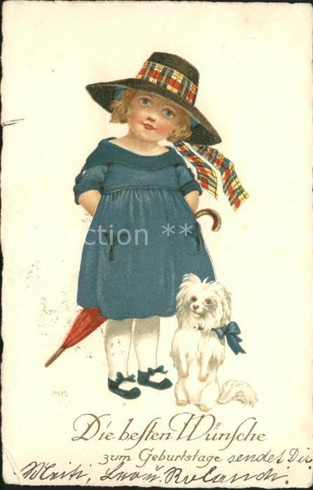 Kinder Child Enfants Hutmode Hund Glückwunsch Geburtstag