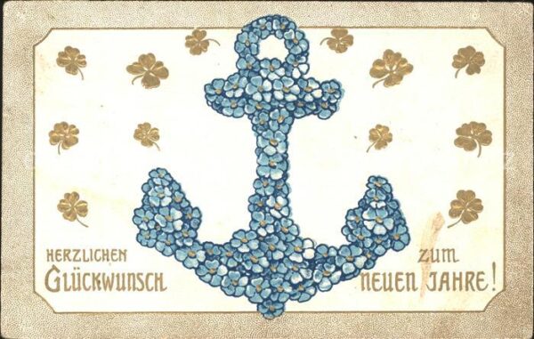 Neujahr Anker Vergissmeinnicht Kleeblätter
