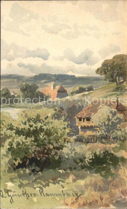 Kuenstlerkarte O. Günther Naumburg Haus Bäume Natur