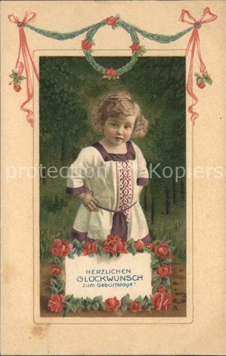 Kinder Child Enfants Glückwunsch Geburtstag Rosen