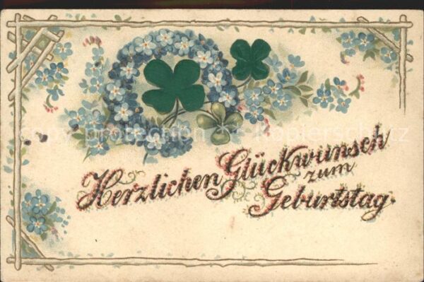 Geburtstag Glückwunsch Kleeblätter Vergissmeinnich