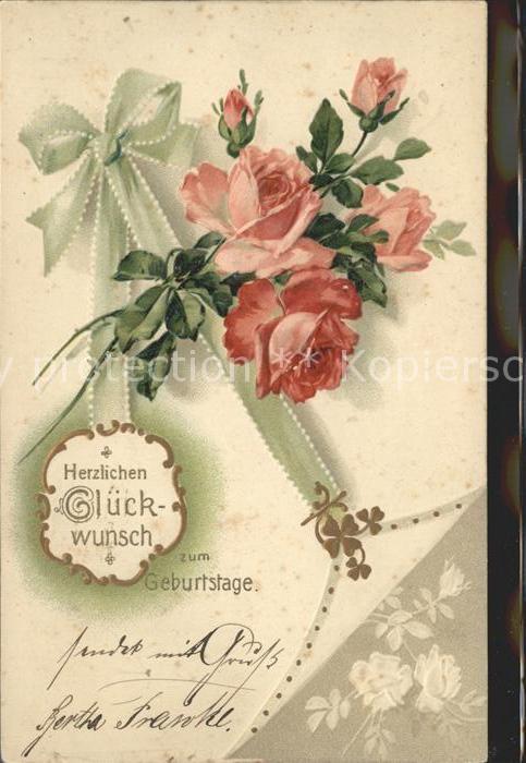 Rosen Glückwunsch Geburtstag Litho