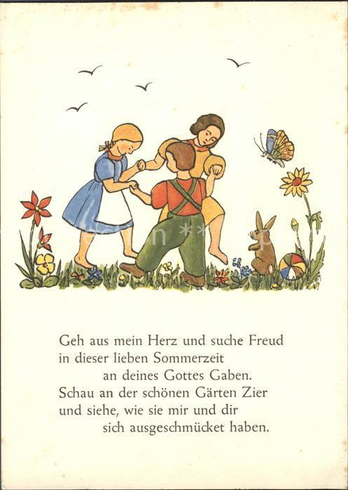 Kinder Child Enfants Tanz Hase Blumen Schmetterling Gedicht