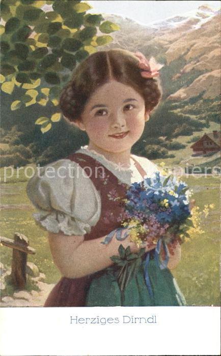 Verlag AHF Hans Friedrich Abshagen Nr. 740 Herziges Dirndl Kind Blumen
