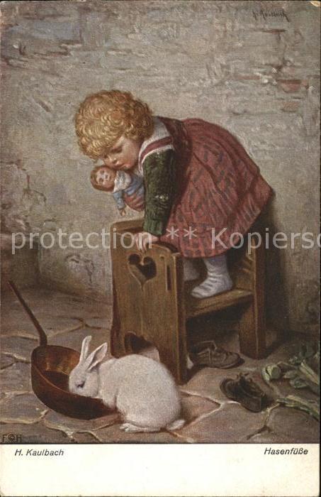 Kaulbach Hermann Hasenfüße Kind Puppe Hase