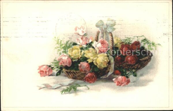 Rosen Korb Schleife Litho