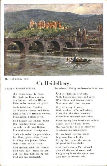 Hoffmann Heinrich Alt-Heidelberg Gedicht Viktor v. Scheff