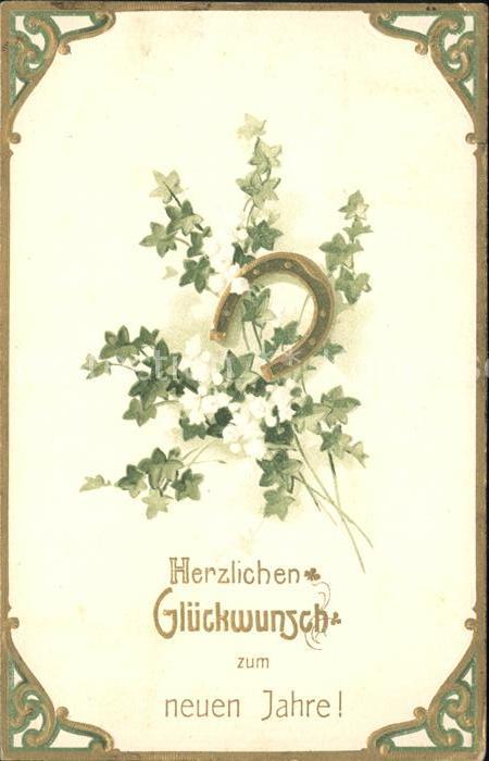 Hufeisen Glückwunsch Neujahr Litho