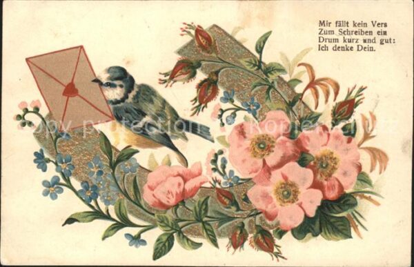 Voegel Brief Rosen Vergissmeinnicht Gedicht Li