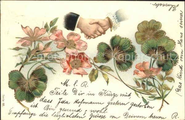 Rosen Kleeblätter Hand Litho