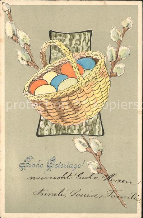 Ostern Easter Paques Ostereier Korb Weidenkätzchen