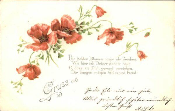 Blumengruesse Mohnblumen Gedicht Litho