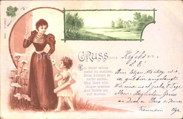Engel Frau Gedicht Litho