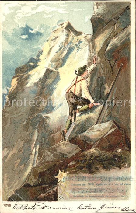 Bergsteigen Klettern Liederkarte Litho