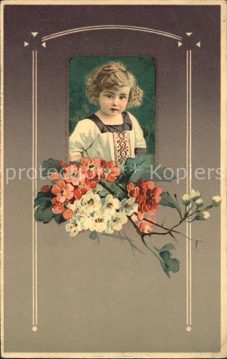 Kinder Child Enfants Blumen Litho