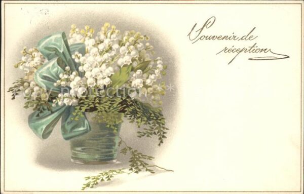 Maigloeckchen Vase Schleife Litho