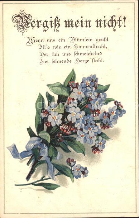 Blumengruesse Vergissmeinnicht Gedicht Litho