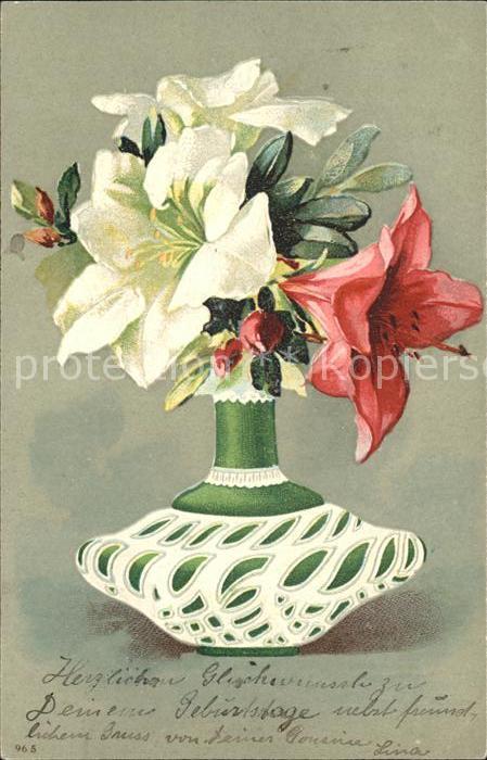 Blumen Lilien Vase Litho