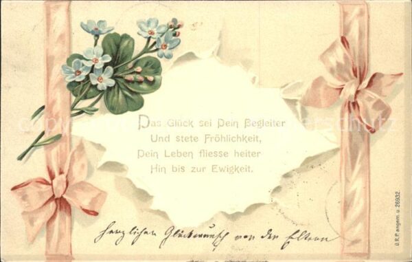 Blumen Vergissmeinnicht Gedicht Schleifen Lith