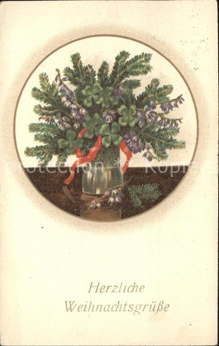Weihnachten Kleeblätter Vase Litho