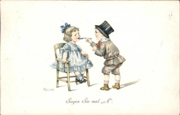 Kinder Child Enfants Zylinder Künstlerkarte E. Frank
