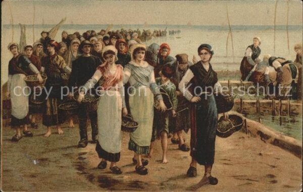 Fischerei Frauen Künstlerkarte Feyen-Perrin La re