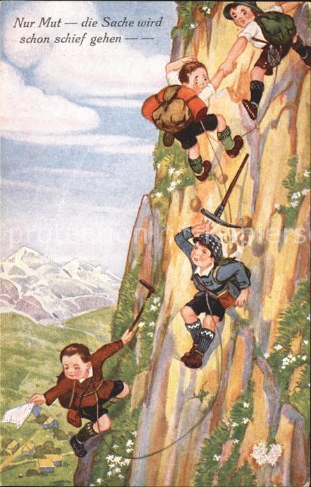 Bergsteigen Klettern Kinder Bergpickel Rucksack Seil