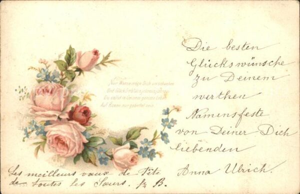 Rosen Vergissmeinnicht Gedicht Litho