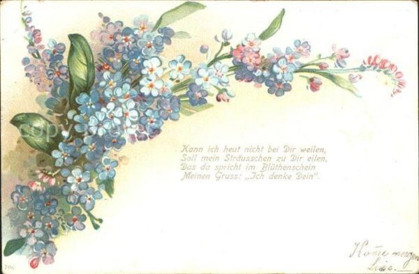 Blumengruesse Vergissmeinnicht Gedicht Litho