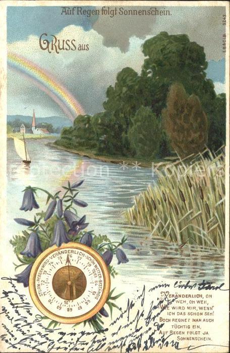 Uhren Wetteruhr Regenbogen Glockenblumen Lith
