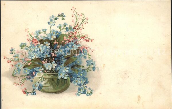 Blumen Vergissmeinnicht Vase Litho