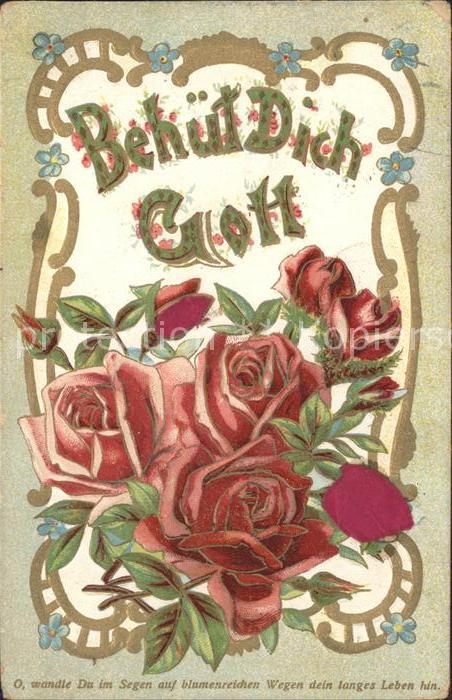 Rosen Vergissmeinnicht Spruch Litho