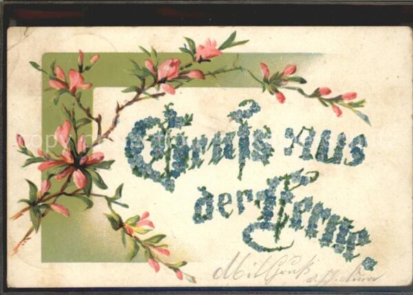 Blumengruesse Vergissmeinnicht Litho