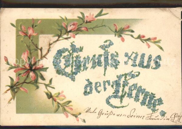 Blumengruesse Vergissmeinnicht Litho