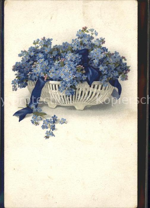 Blumen Vergissmeinnicht Schleife Litho