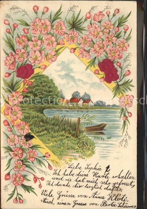 Blumen Boot See Litho