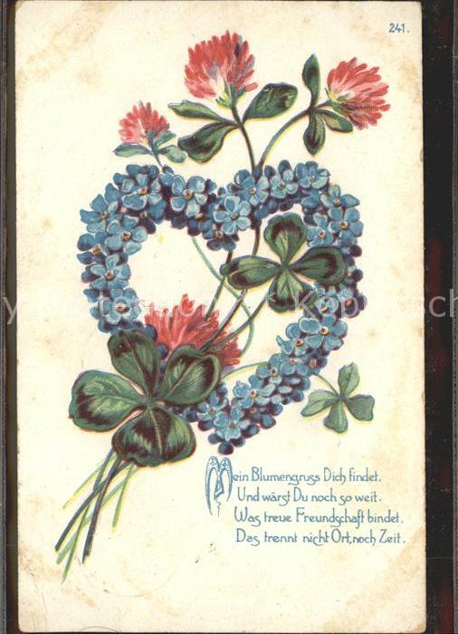 Kleeblatt Cloverleaf Trebol Trefle Blumen Vergissmeinnicht Herz Gedicht Li