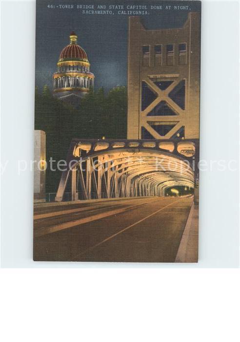 Sacramento California Tower Bridge State Capitol Dome at Nich