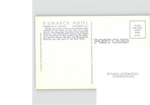 Chicago Illinois Bismarck Hotel Randolph at la Salle – Bild 2