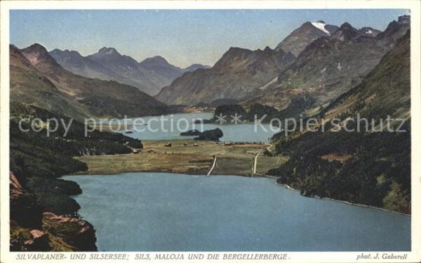 Foto Gaberell J. Nr. 5935 Silvaplaner- und Silsersee Sils Ma