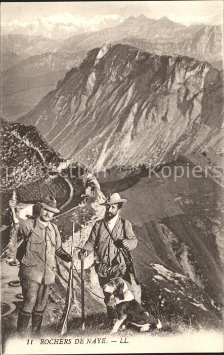 Jagd Jäger Jagdgewehr Hund Rochers de Naye